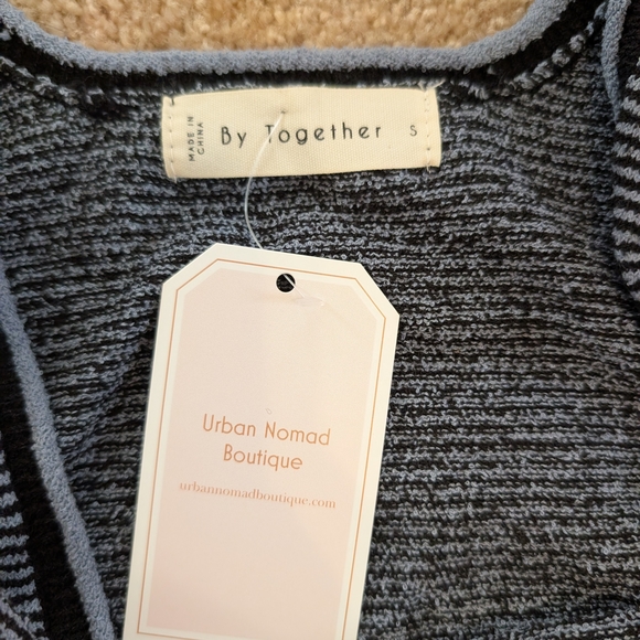 By Together Charcoal and Light Gray Striped Skirt Set - Picture 3 of 6